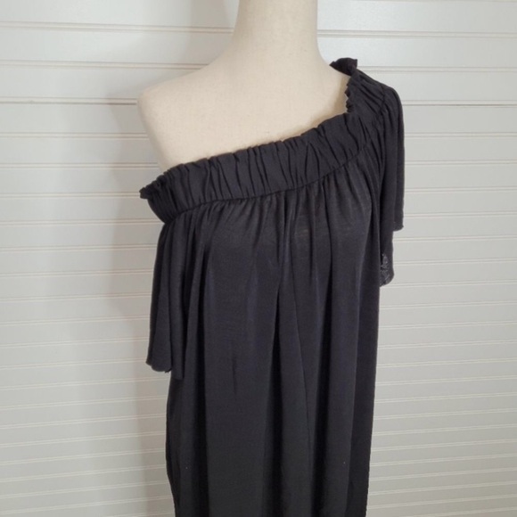 Zara Black Crepe Off The Shoulder Maxi Dress oh. - Picture 9 of 11